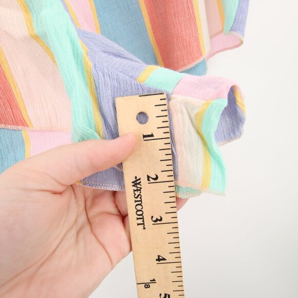 O'Neill Shorts Blue Colorful Striped Smocked Waistband Lightweight High Waisted - Picture 6 of 12